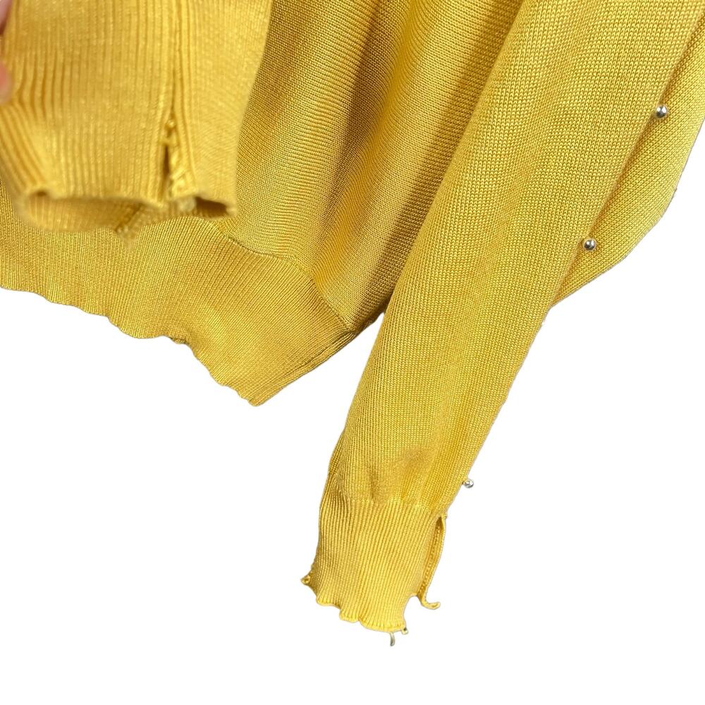 Tahari Womens Sweater Large Yellow Gold Beaded Boat Neck Dolman Sleeve Pullover - Picture 7 of 10
